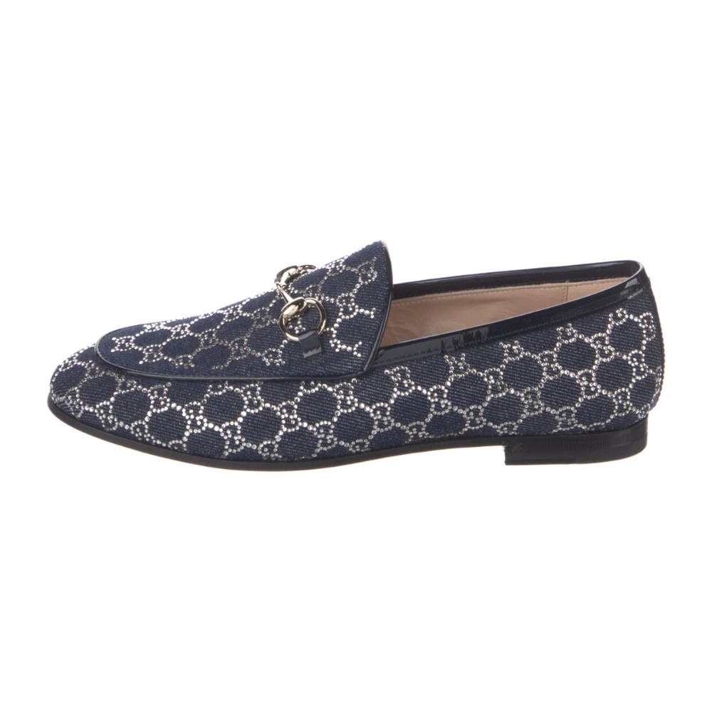 GUCCI Jordaan Loafer Canadian Denim w/ GG Sparkling Crystals Size 8 NIB 836047 - Picture 4 of 12